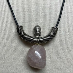 Buddha Rose Quartz Cord Necklace